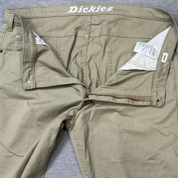 Dickies Mens Khaki Pants Stretch Straight Leg Pockets Tan Trouser Size 40X30 - Picture 6 of 13